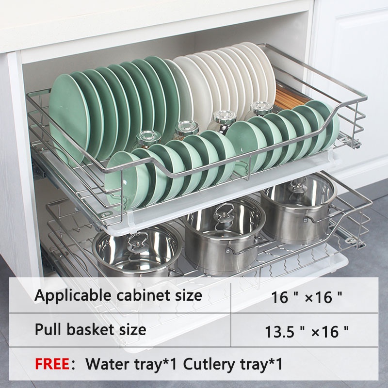Pullout Basket Kitchen Stainless Multiple Inches Pull Out Dish