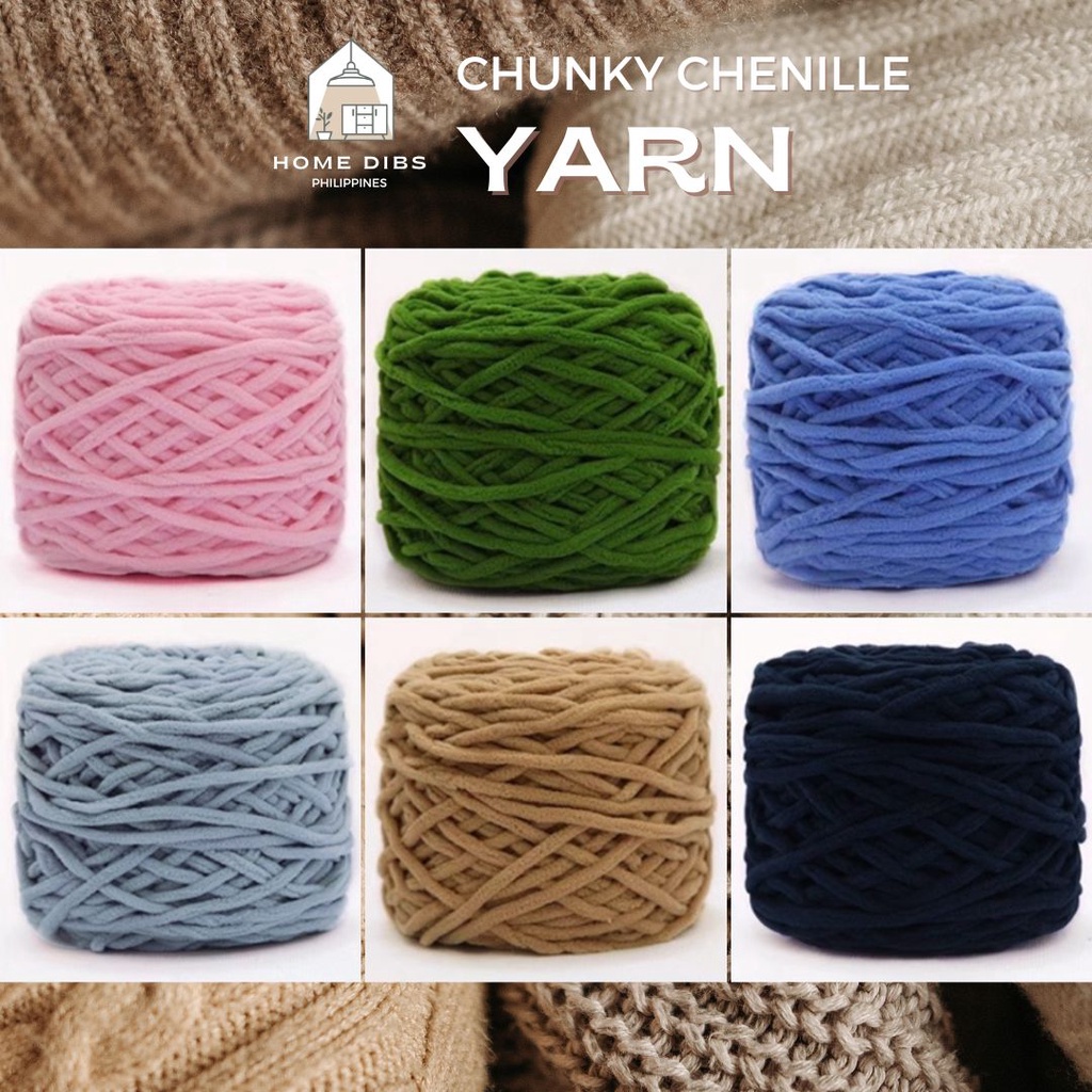 №Home Dibs Chunky Chenille Yarn Fluffy Yarn Crochet Knitting Yarn Crochet Set Yarn for Crochet