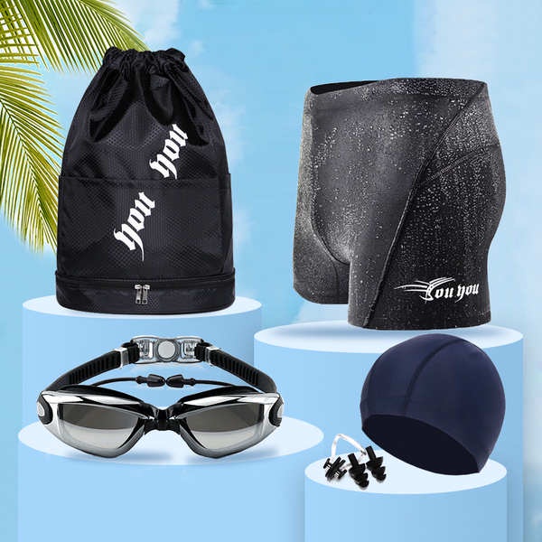 Luxury Men's Swimming Trunks Boxer Swimsuit Waterproof Shark Skin Five