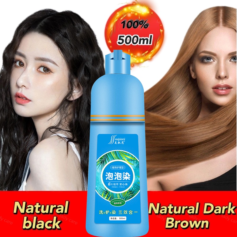 500ml Black/Brown Hair Dye Shampoo Herbal Hair Dye Shampoo Fast Bubble