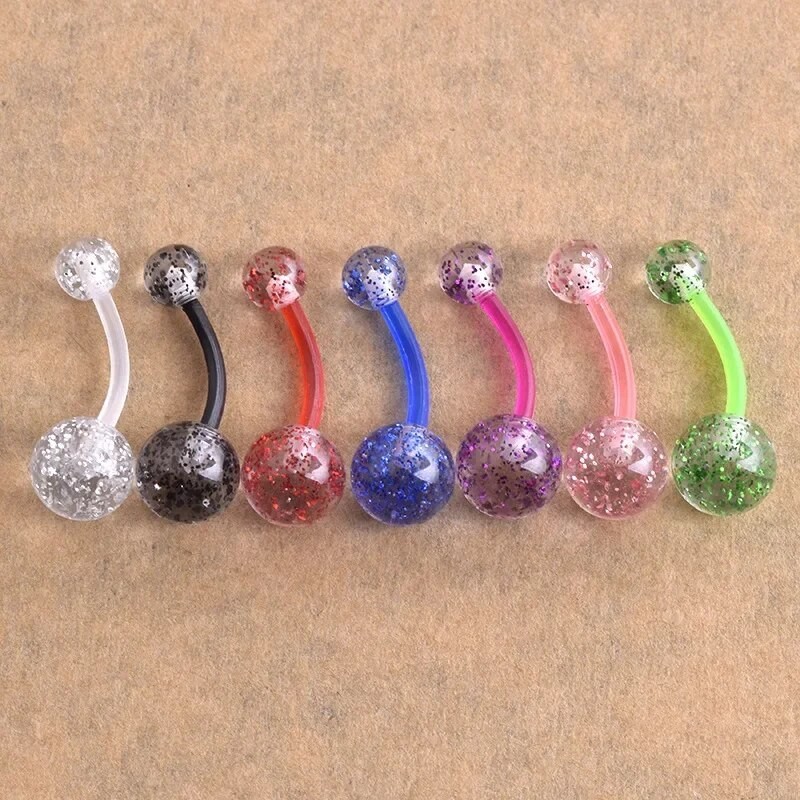 ☭Sequin Plastic Navel Surgical Belly Button Rings Piercing Body Jewelry