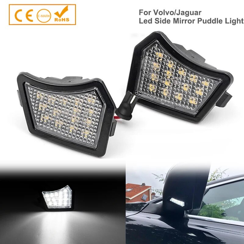37V 2Pcs LED Under Side Mirror Lights Puddle Lamps For Jaguar