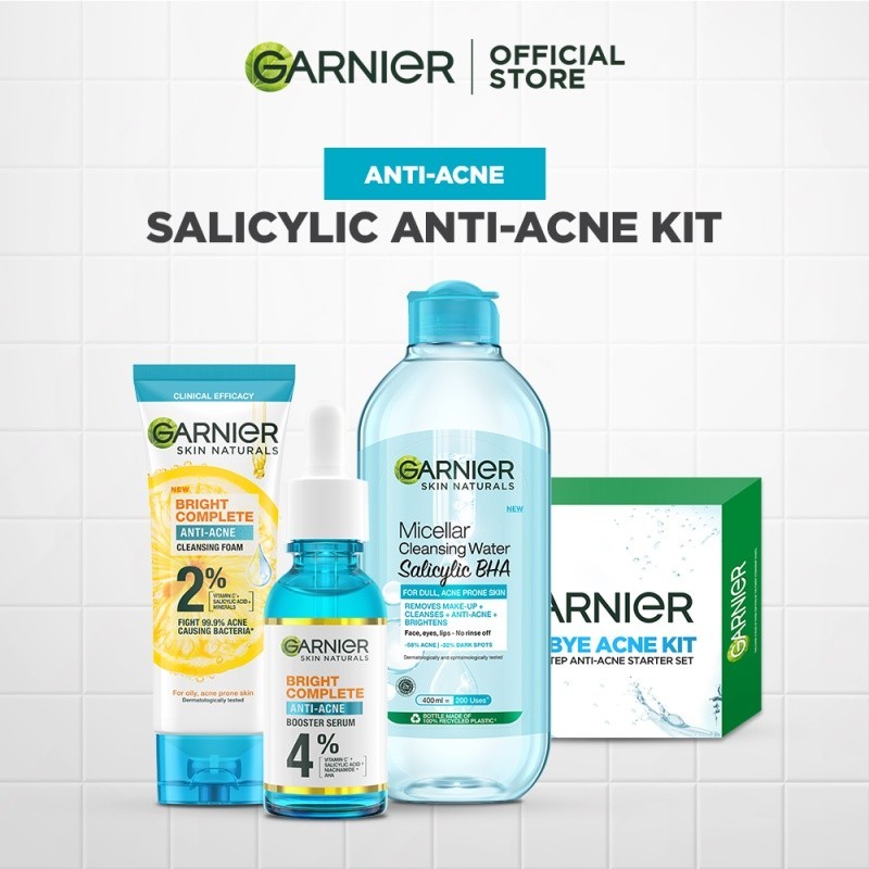 Garnier Bright Complete Anti Acne Kit Anti Acne Serum, Cleanser, BHA