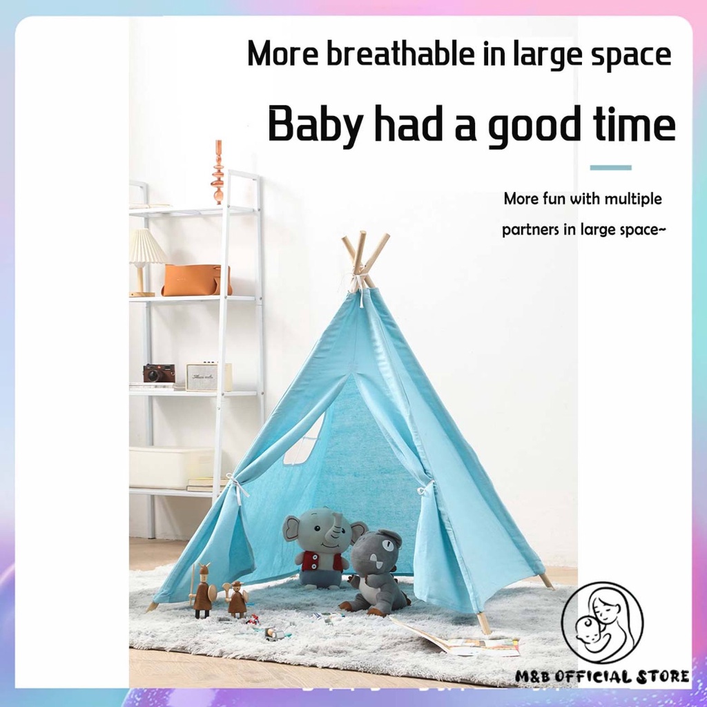 Foldable Teepee Play Tent Indoor Playhouse for Kids Large Space and