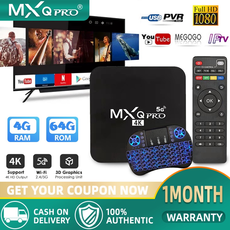 【Hot Sale】mxq pro tv box 4k 5g 4gb 64gb android smart digibox tv box