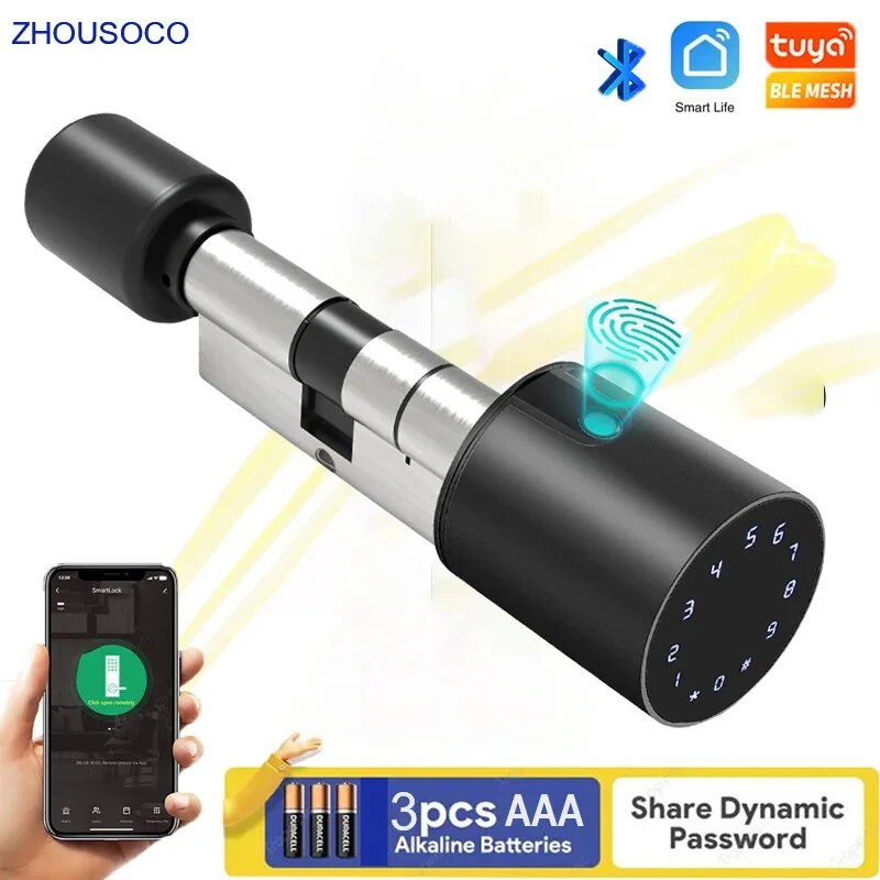 Tuya Bluetooth Euro Cylinder Smart Lock Fingerprint Biometric