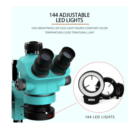 RF4 New Trinocular Microscope Head 750X Simul Focal Continuous Zoom
