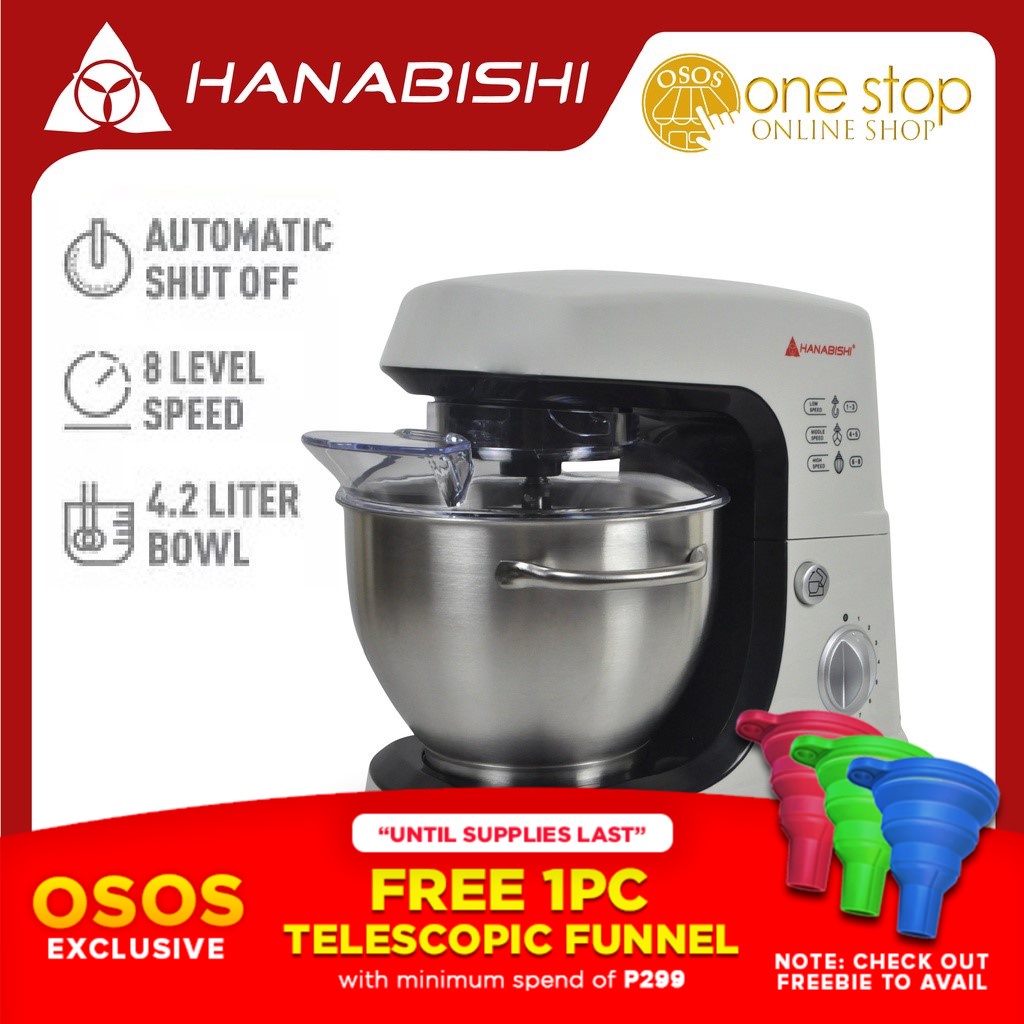 HANABISHI Original Professional Stand Mixer with SelfRotating 4.2 Liters Bowl HPM800 •OSOS