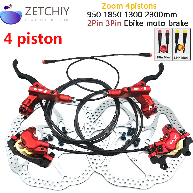 EBike Electric Moto Bicycle MTB 4Piston Hydraulic Disc Brakes Power