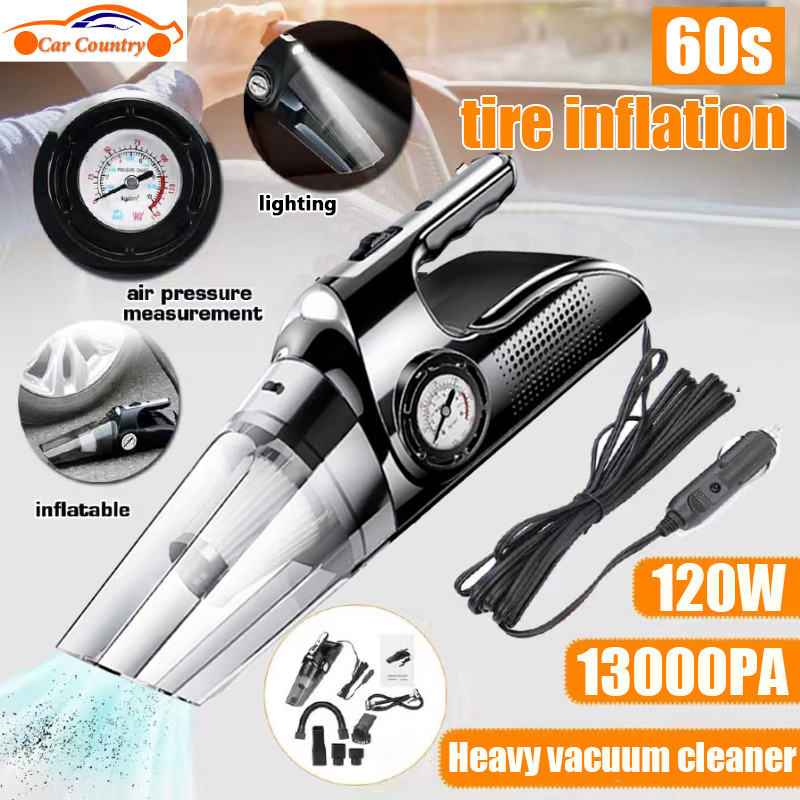 Car vacuum cleaner air pump portable tire pressure detector high power