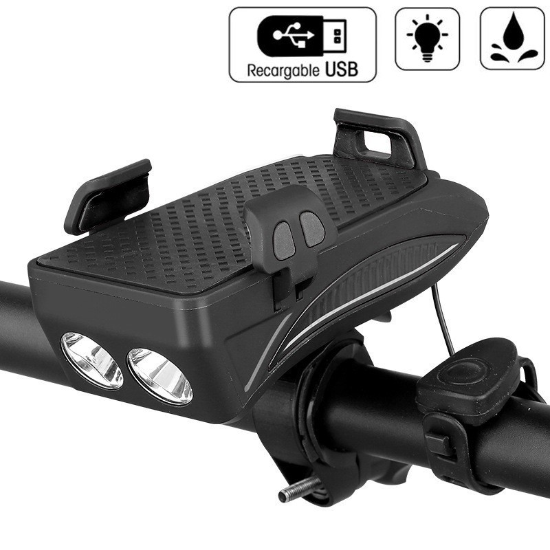 Bike Light Bike Flashlight LED Multifunction 4 IN 1 Bike Horn Holder
