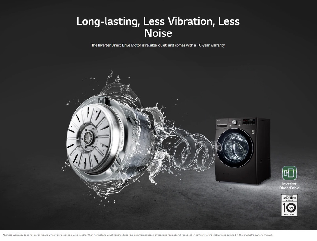 LG Washing Machine Direct Drive Front Load Washer 15 kg Wash 8kg Dryer