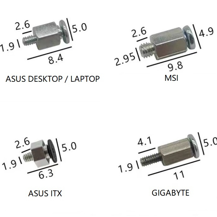 M.2 SSD Screw Hex Mounting Kit NVMe M.2 ASUS ASRock MSI Gigabyte