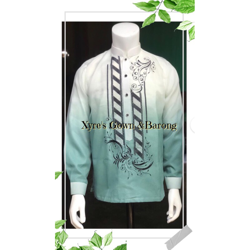 Sage Green Monochromatic Barong Tagalog with Lining Direct Tahian