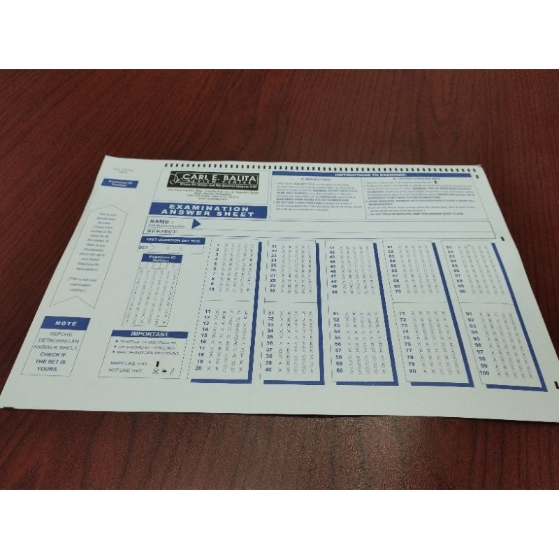 Scantron Sheets (FOLDED Shopee Philippines
