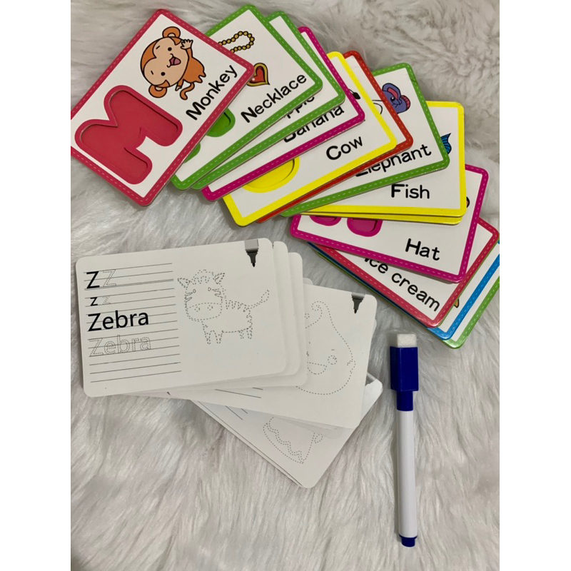 Wooden Alphabet Letters & Dry wipe Flashcards Shopee Philippines