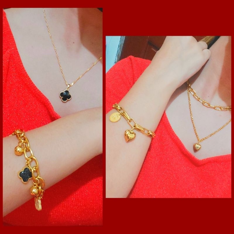 10k Pure Gold Jewelry Sets For women =NECKLACE BRACELET SET ( Non