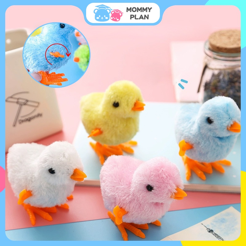 Wind Up Plush Chicken Toys Kids Cartoon Stuffed Walking Chicks Toy For