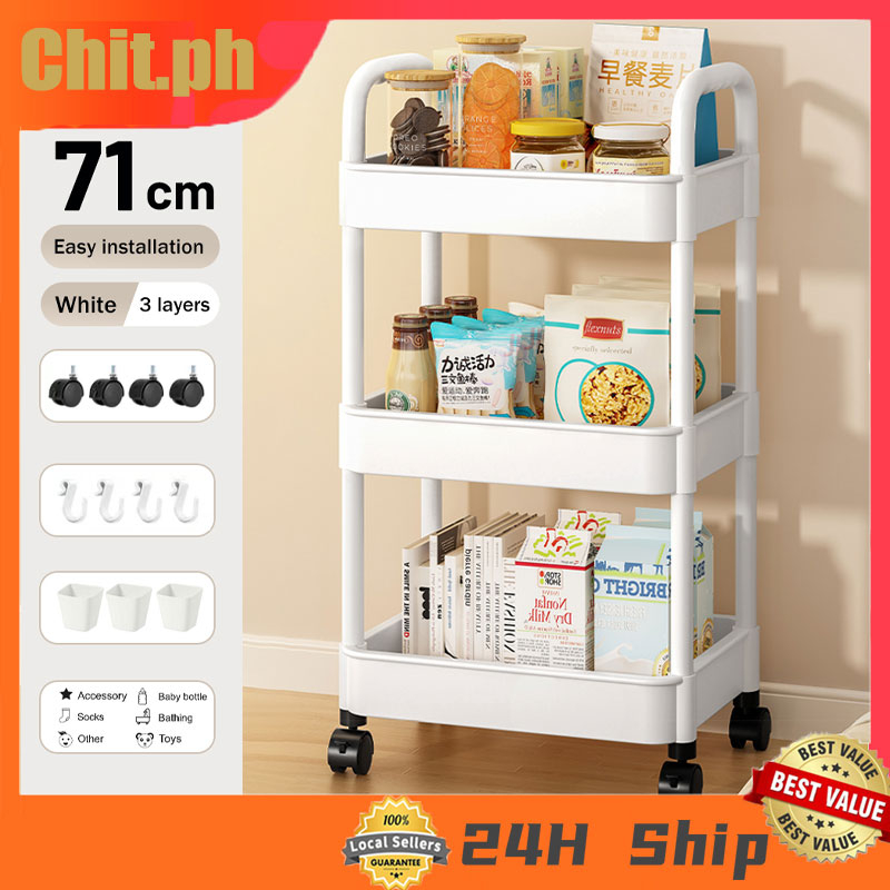 CHIT 3Tier Kitchen Organizer Trolley Utility Cart with Handle, Wheels