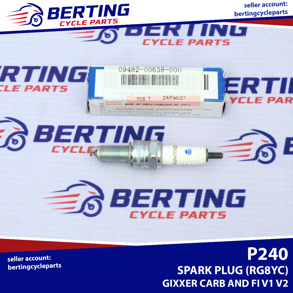 SGP SPARK PLUG (RG8YC) Suzuki Gixxer Carb and FI V1 V2 Genuine 09482