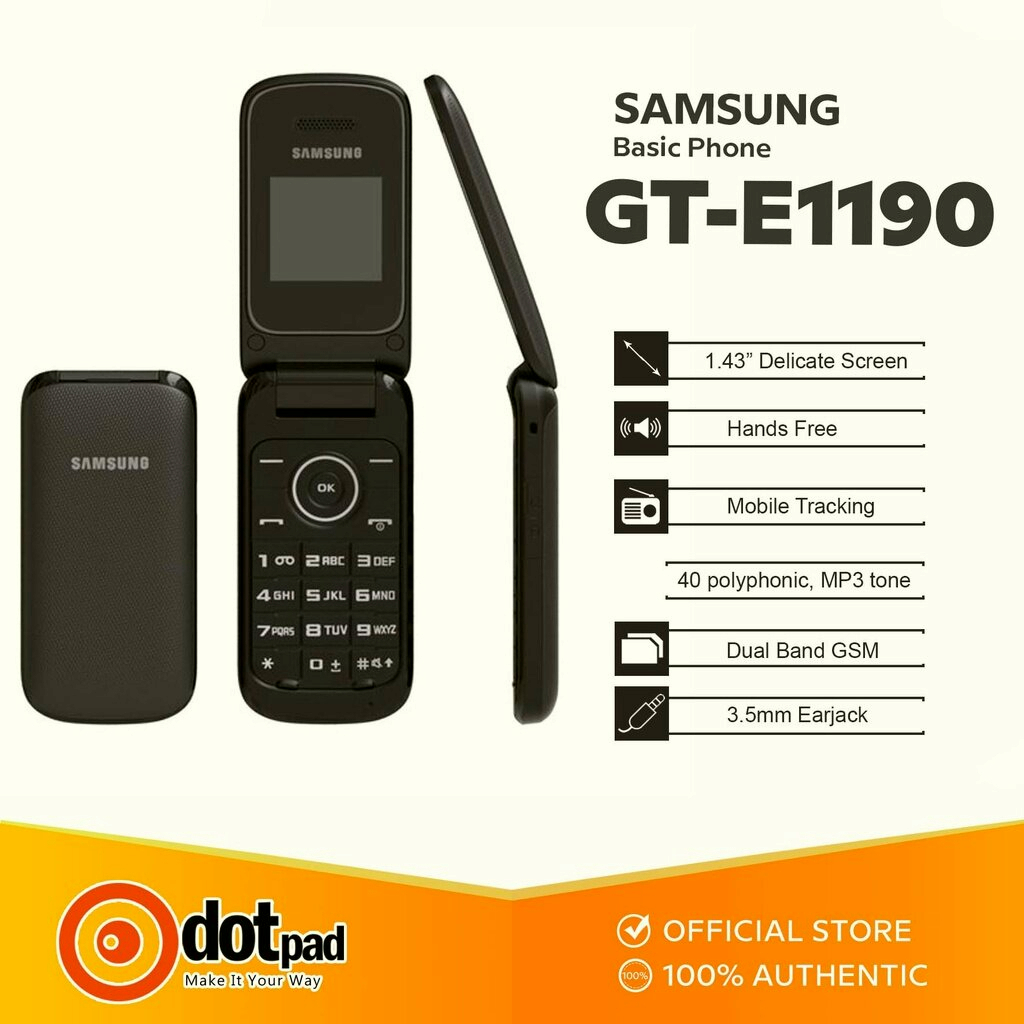 Original unlocked Samsung E1190 Flip Mobile Phone GSM 1.43 Inches