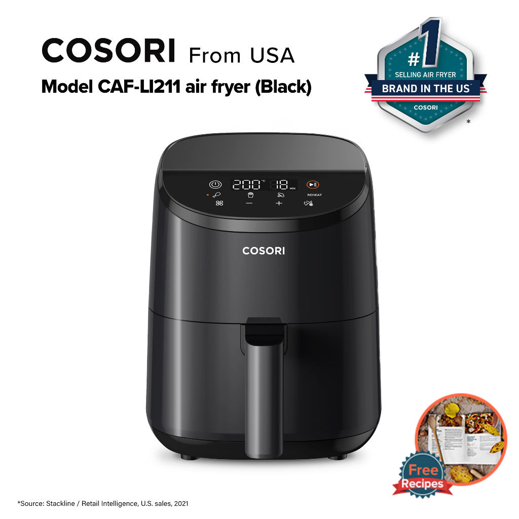 Cosori 2L (2.1 Quart) Lite Mini Air Fryer CAF-LI211 (Black) | Shopee