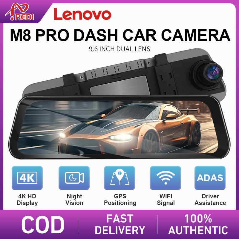 Lenovo Dashcam M8 Pro 4k WIFI Car Dvr Camera 9.66 Inch Streaming Rear