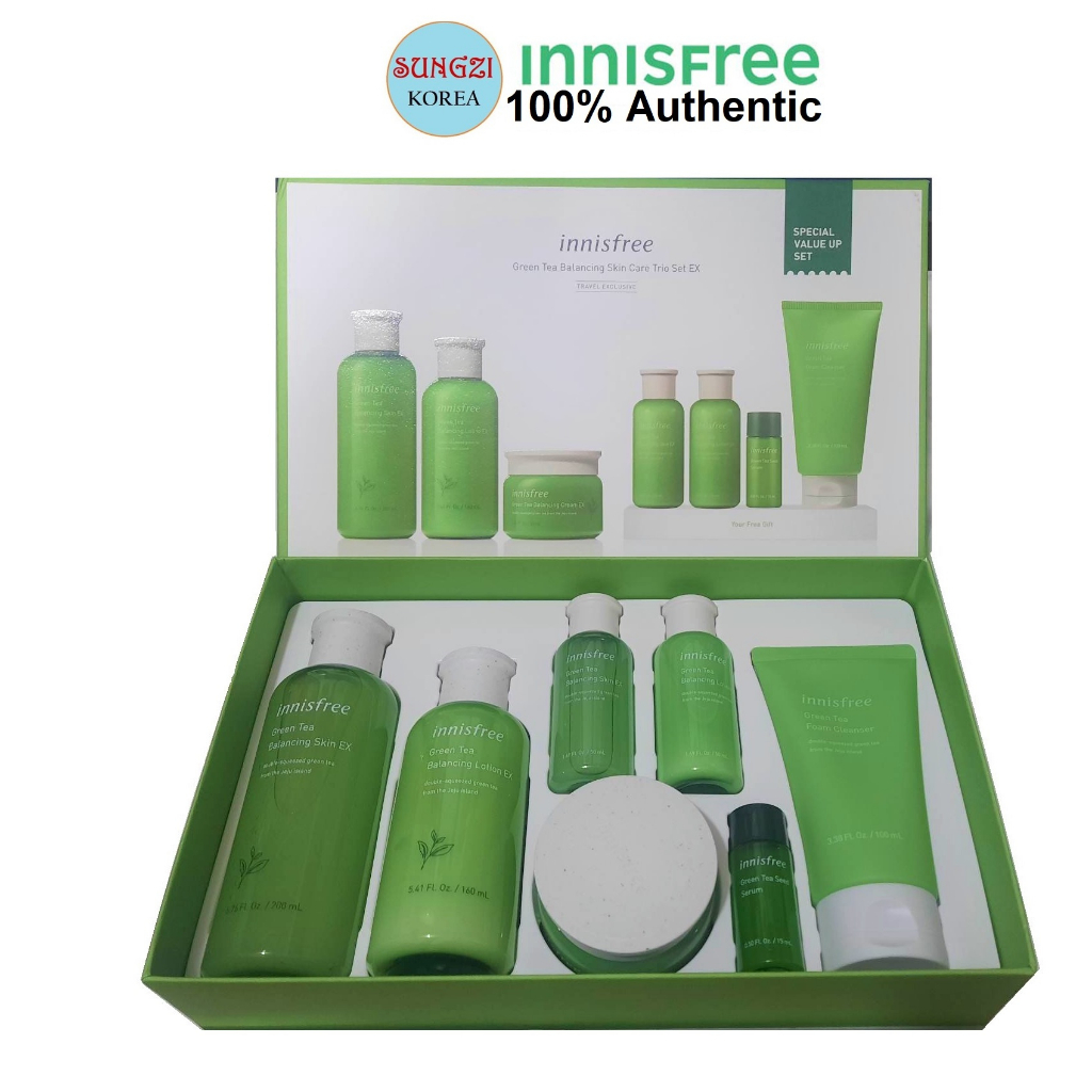 INNISFREE Green Tea Balancing Skin Care Trio Set Ex ( 7 Items) Shopee