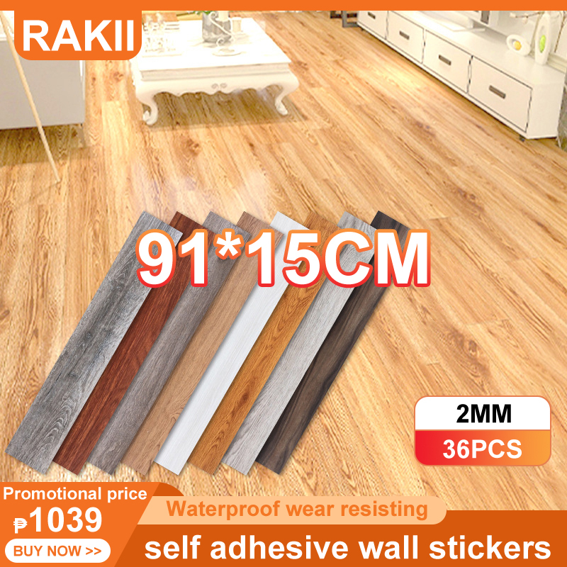 Waterproof 91X15cm Wooden Vinyl Floor Stickers Selfadhesive PVC Vinyl Wood Tiles For Flooring