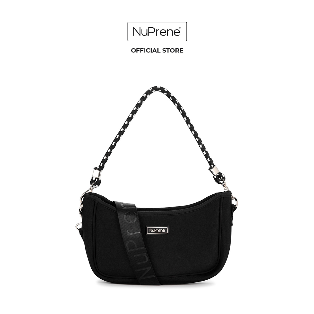 NuPrene Dahlia Black Baguette Bag for Women Shoulder Bag Crossbody Bag Sling Bag Small
