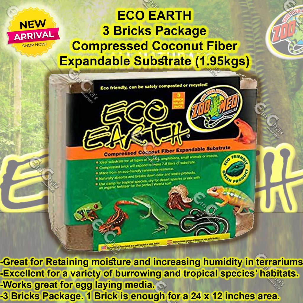 Zoomed Eco Earth 3 Bricks (1.95kgs) Compressed Coconut Fiber Expandable
