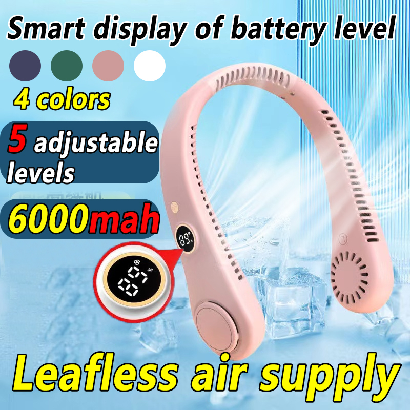Bladeless Neck Fan Portable Neck Fan 6000mah Mini Neck Fan 5 digital