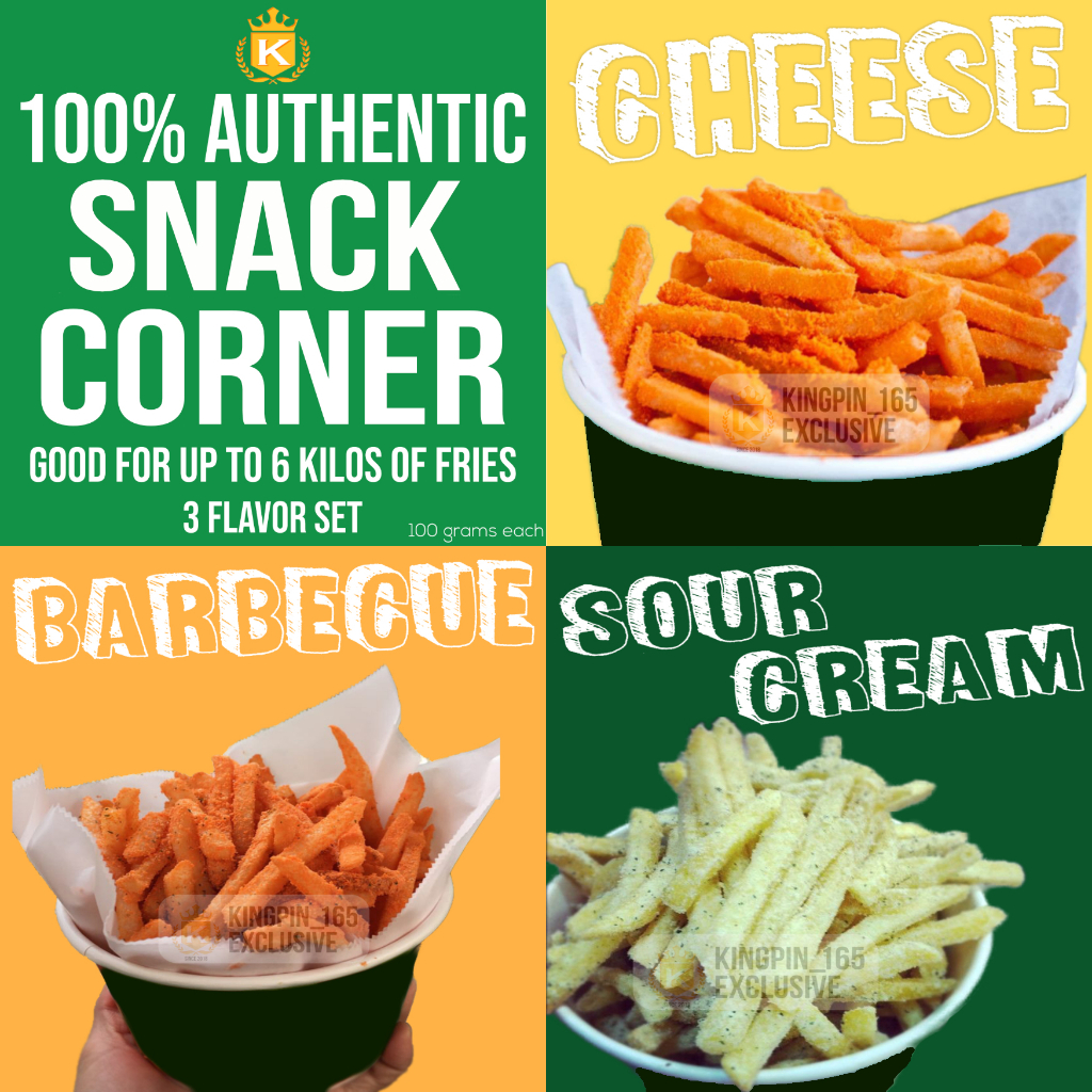 100 Authentic Snack Corner Fries Powder Set (Cheese, Barbecue, Sour