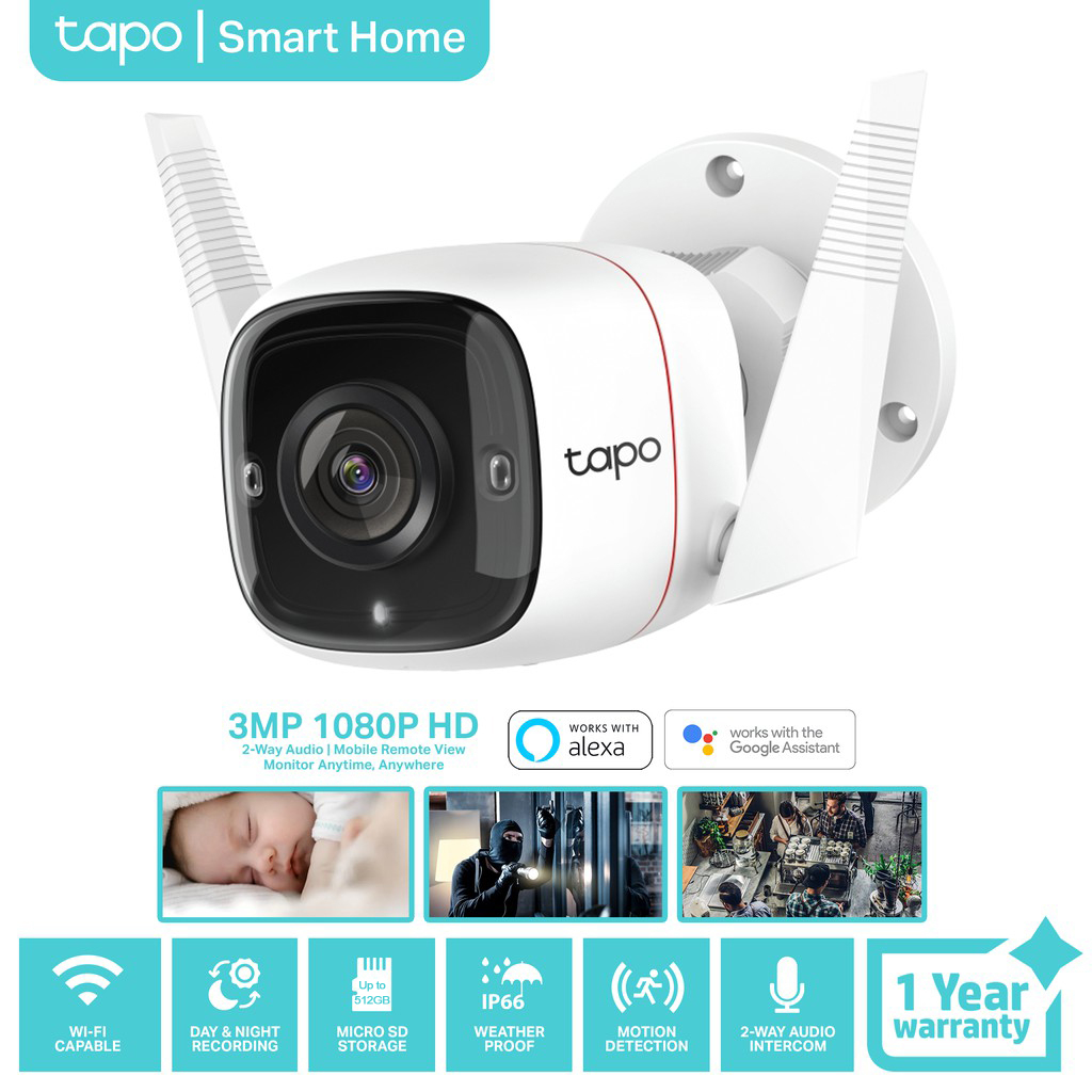 TPLink Tapo C310 3MP Outdoor IP Security Wifi CCTV Camera Connect to