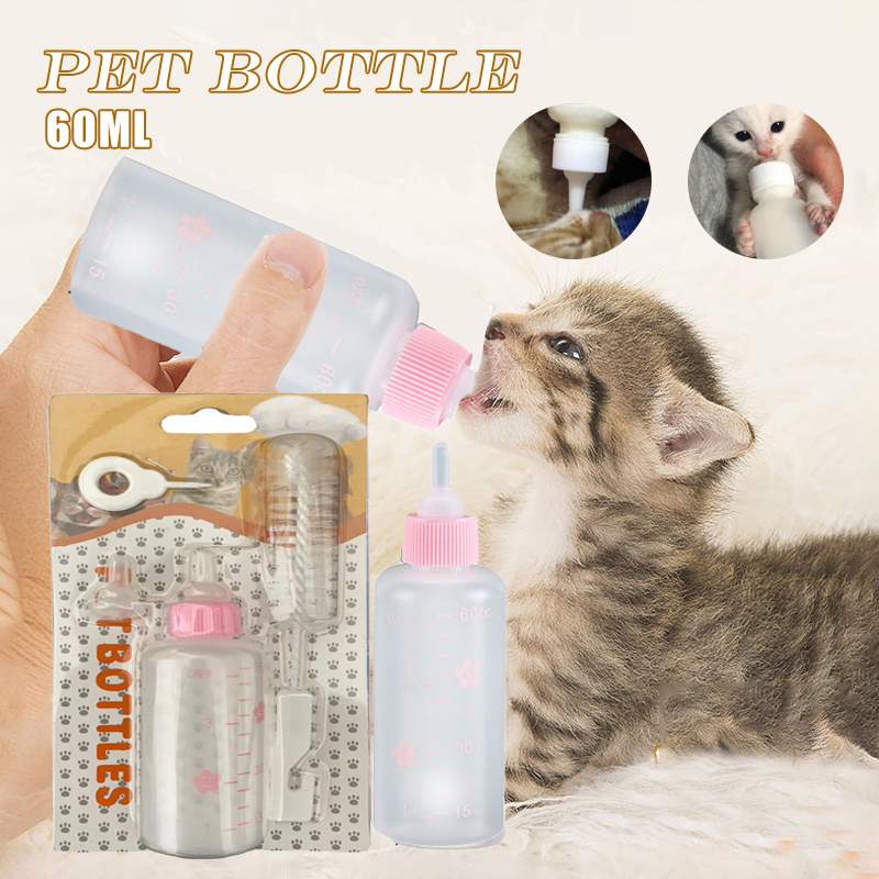 Feeding Bottle For Kittens Puppys 60Ml Pet Feeding Bottle Set Pet Milk