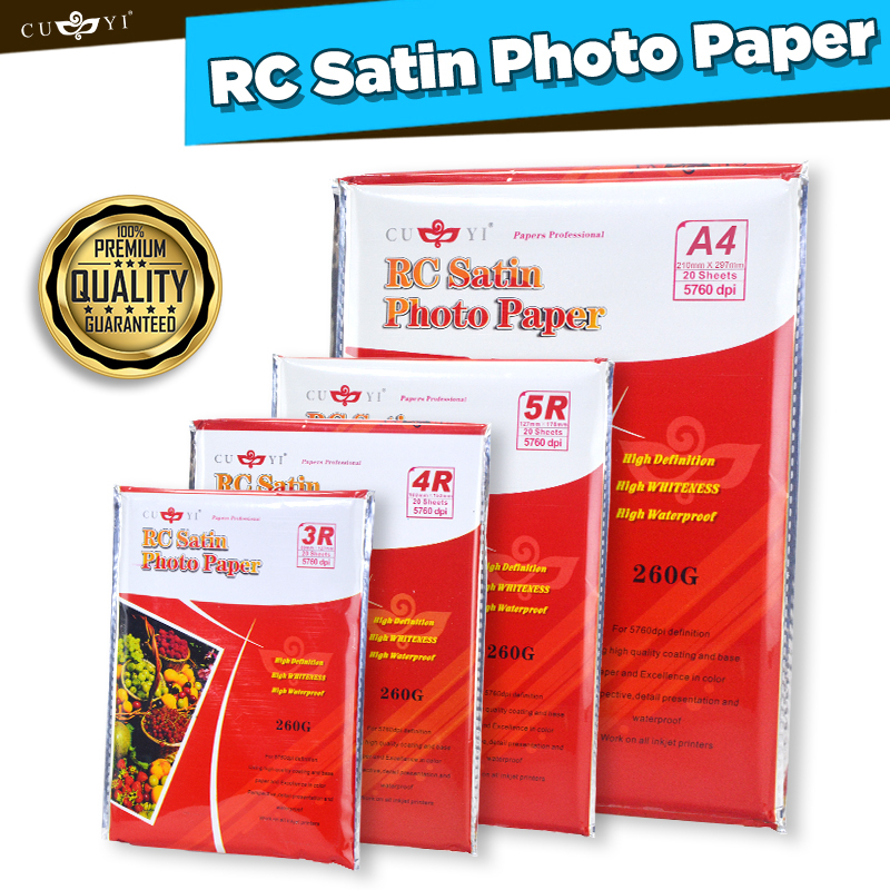CUYI RC Rough Satin Inkjet Photo Paper 260Gsm A4 3R 4R & 5R Size 20 sheets per pack Shopee