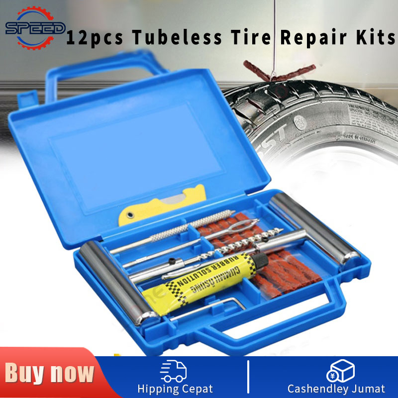 12pcs Tubeless Tire Repair Kits With Box Car And Motorcycle Tubeless