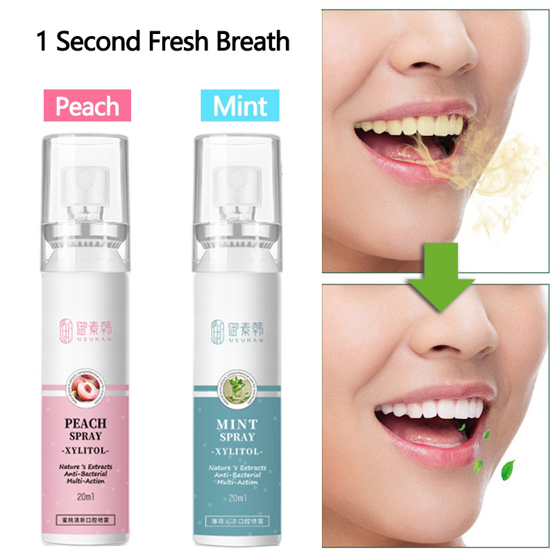 20ml Mouth Spray Fresh Breath Oral Spray Remove Bad Breath Odor Peach