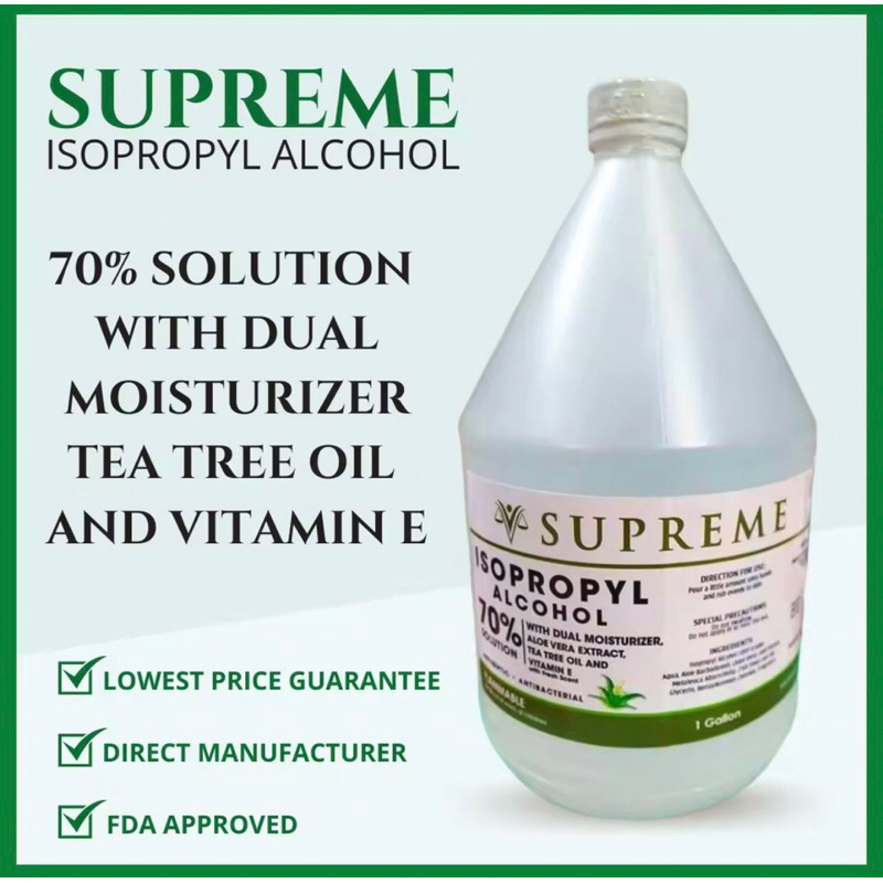 SUPREME ISOPROPYL ALCOHOL 1 GALLON 3.2L (FLORAL SCENT) FDA APPROVED