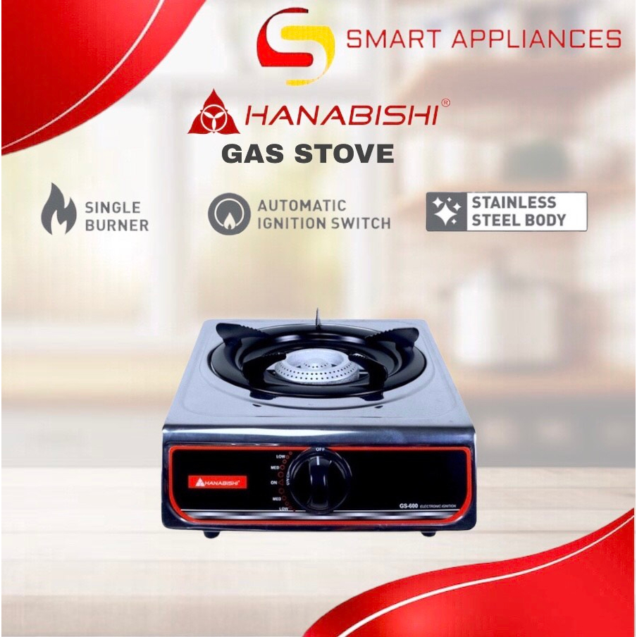 Hanabishi Single Burner Gas Stove GS600 Stainless Top By Smart Appliances Center Shopee