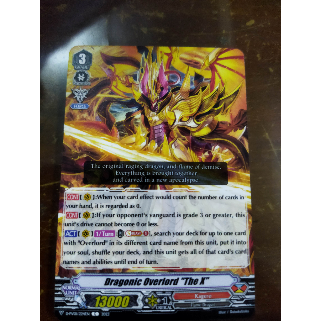 CFV Dragonic Overlord "The X" DPV01/224EN Cardfight Vanguard History