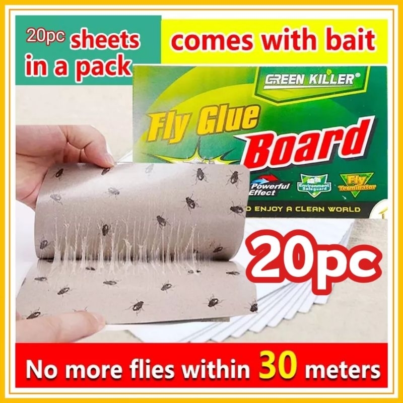 20pc Fly Catcher Glue Board Fly Trap Board Traps Fruit Flies Kitchen