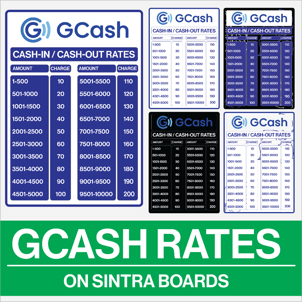 Gcash Cash Out Rates, Fees and Charges Chart Signs For ELoad Business