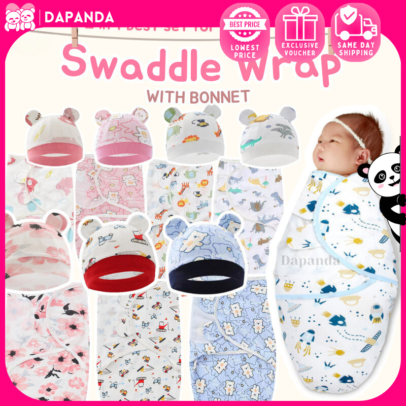 DAPANDA Newborn Swaddle Sets With Adjustable Magic Sticker Gift