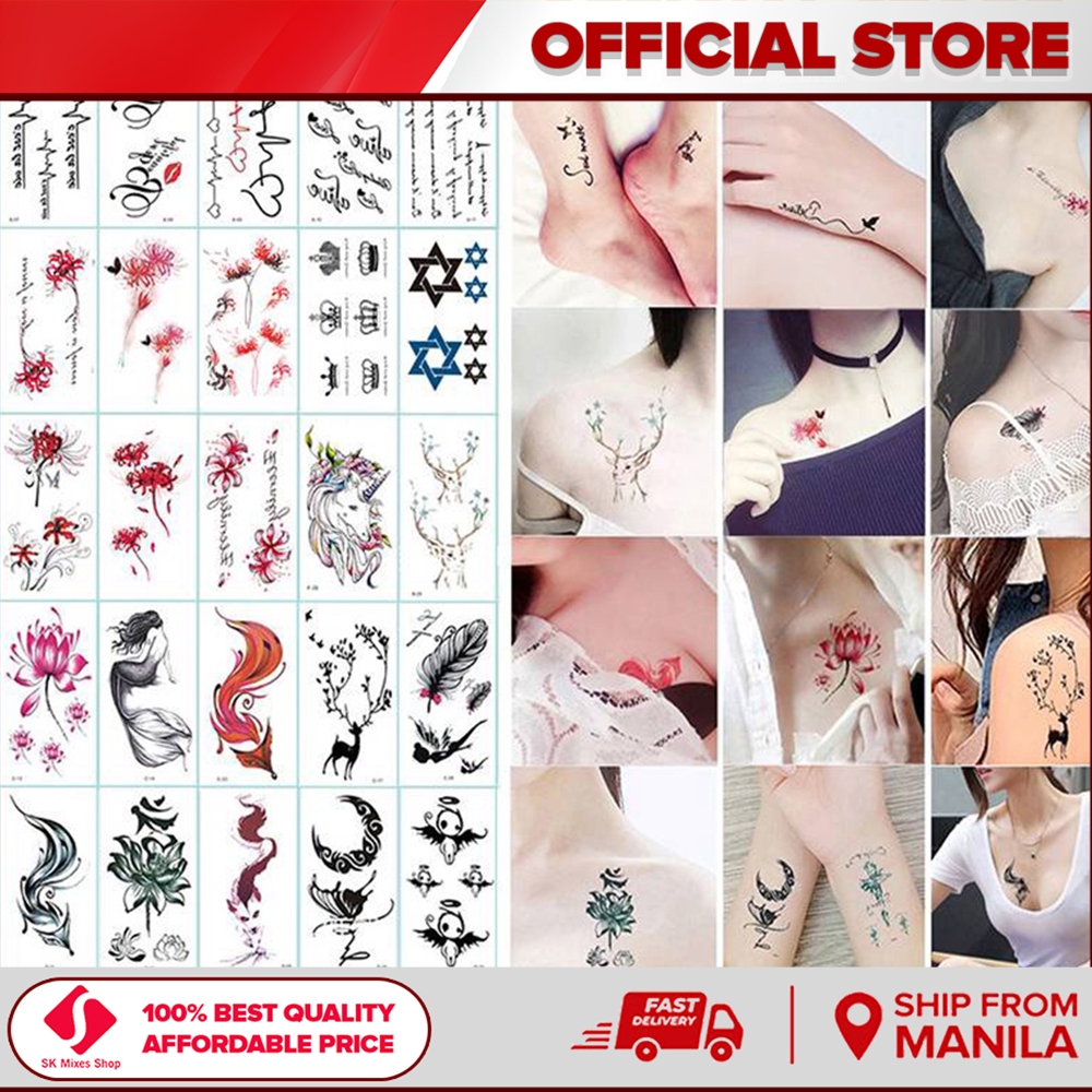 SK Mix Semi Permanent Tattoo Sticker Plant Juice Based Ink Imitated