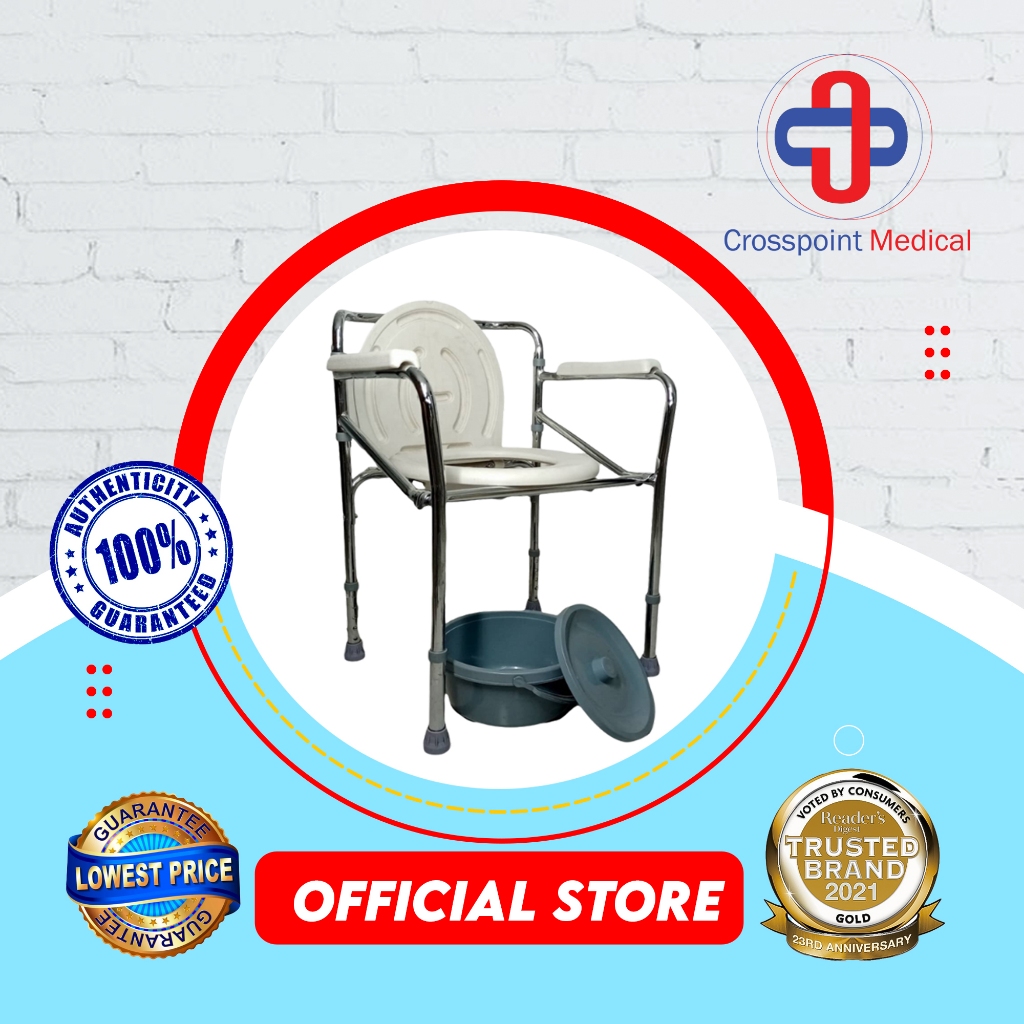 Crosspoint Commode Chair Bath Folding Chair Stainless Steel Frame Shopee Philippines