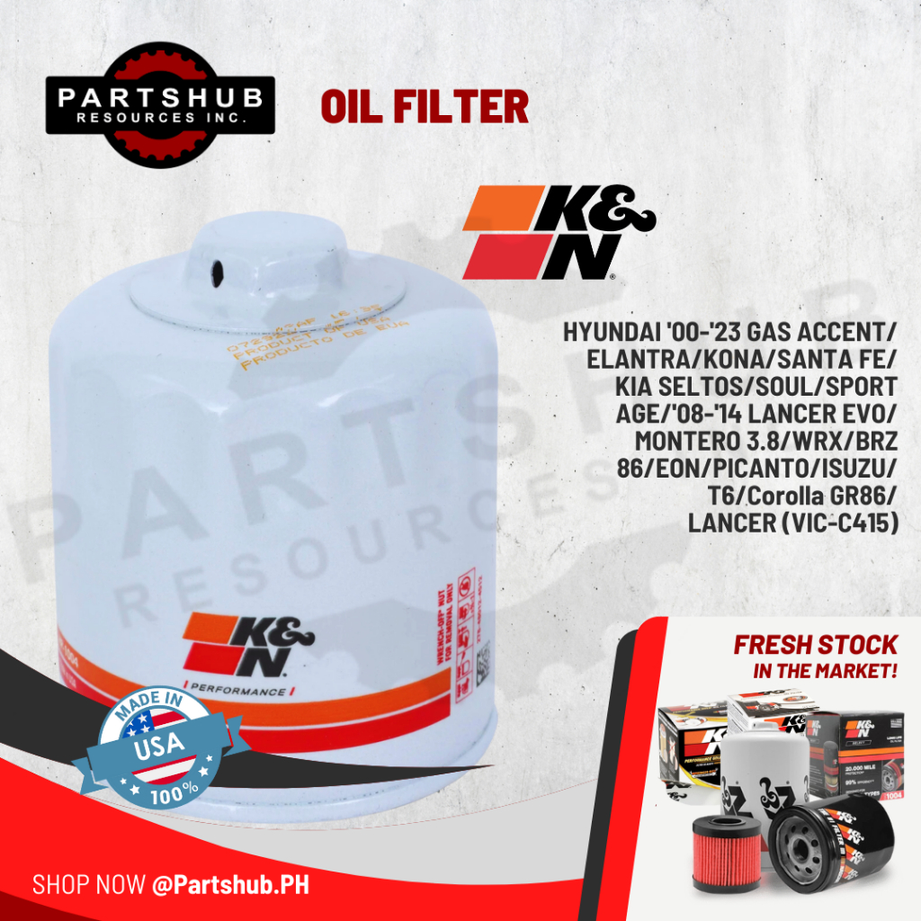 K&N OIL FILTER HP1004 (HYUNDAI GAS,KIA,WRX,BRZ 86,PICANTO, DMAX,SANTA
