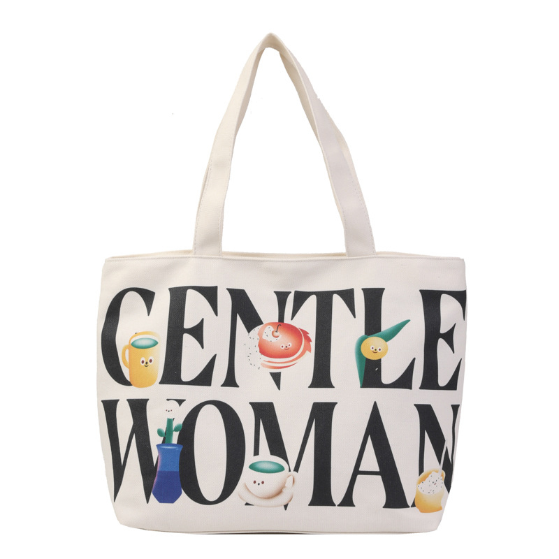 gentlewoman Letter Canvas Tote Bag Large Capacity Handbag Student