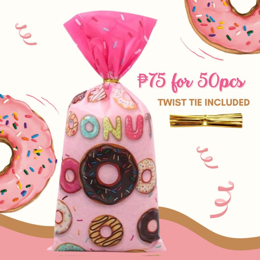 FP1715 (50PCS) Candyland 12X27 CM Donut Treat Plastic Goodie Bags Party