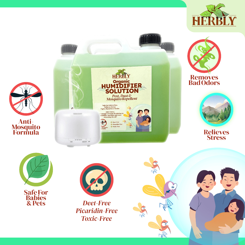 Herbly Mosquito Repellent Solution with Humidifier Organic Fresh Smell